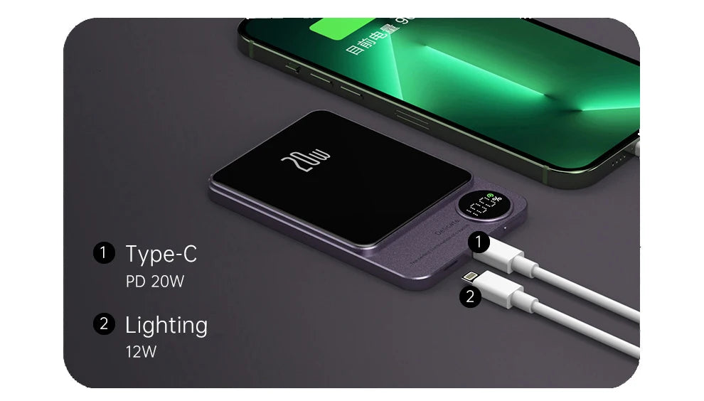 10000mAh Magnetic Magsafe Wireless Power Bank – Fast Charger for iPhone 12-16"
