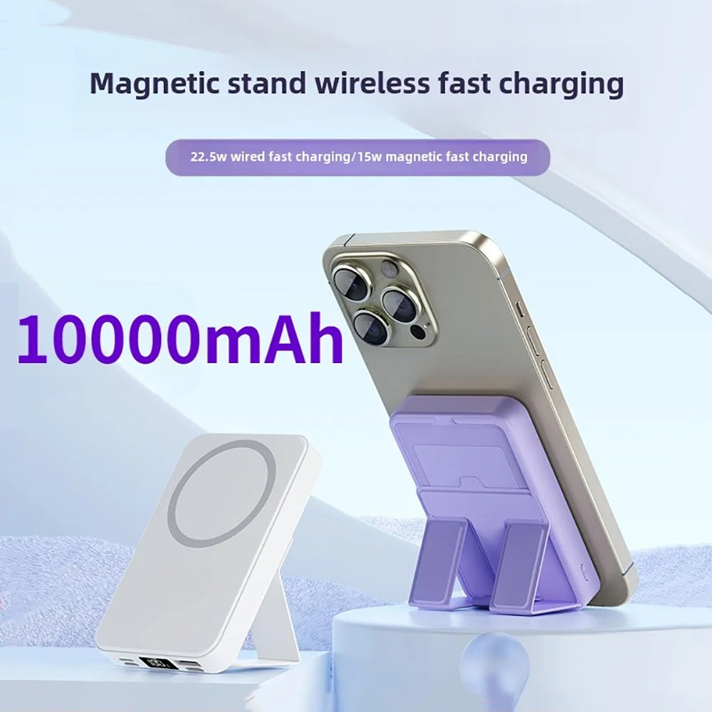Foldable Magnetic Power Bank with Wireless Fast Charging for all Smartphones