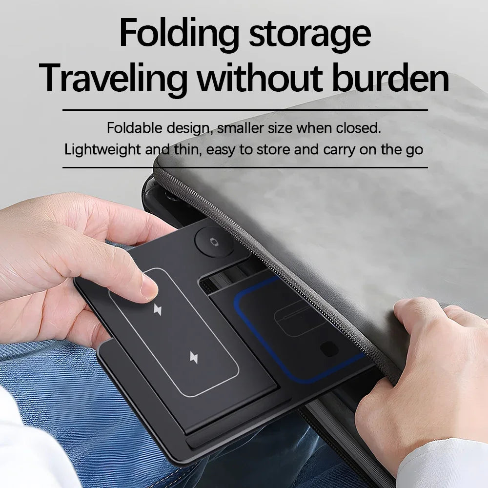 3-in-1 Fast Wireless Charger Stand with LED – Foldable for iPhone & Apple Watch