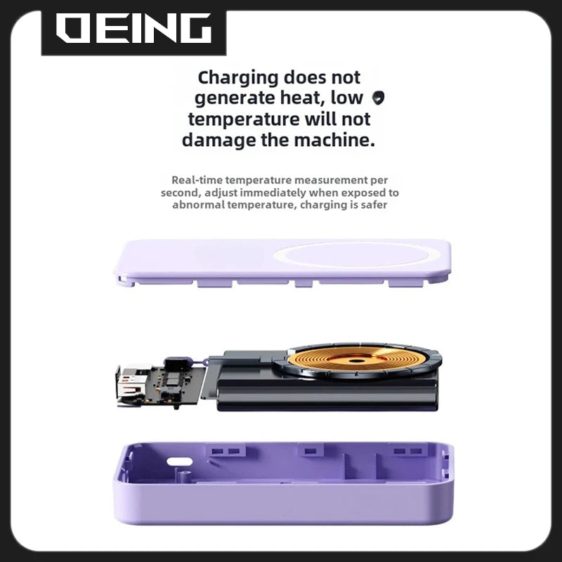 Foldable Magnetic Power Bank with Wireless Fast Charging for all Smartphones